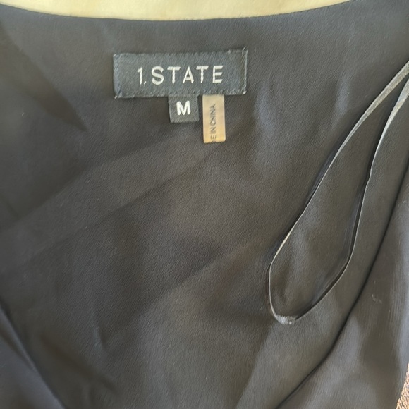 1. State Black Smocked Metallic Print Mini Dress.  Sz M - Picture 9 of 10